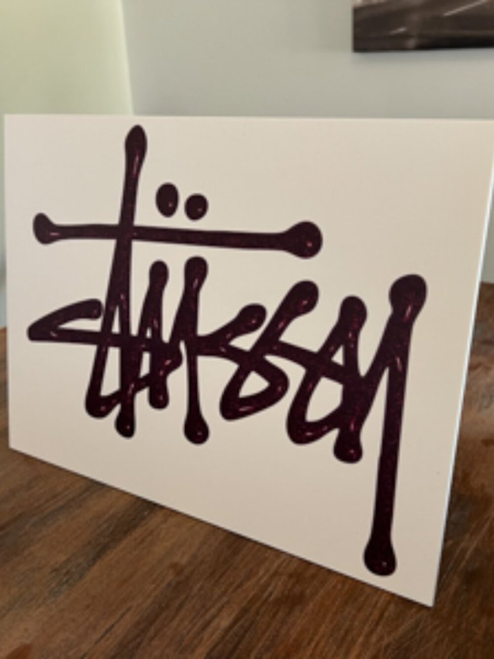 Custom Deep Plum Burgundy Stussy  Streetwear Logo Sign | 12x16